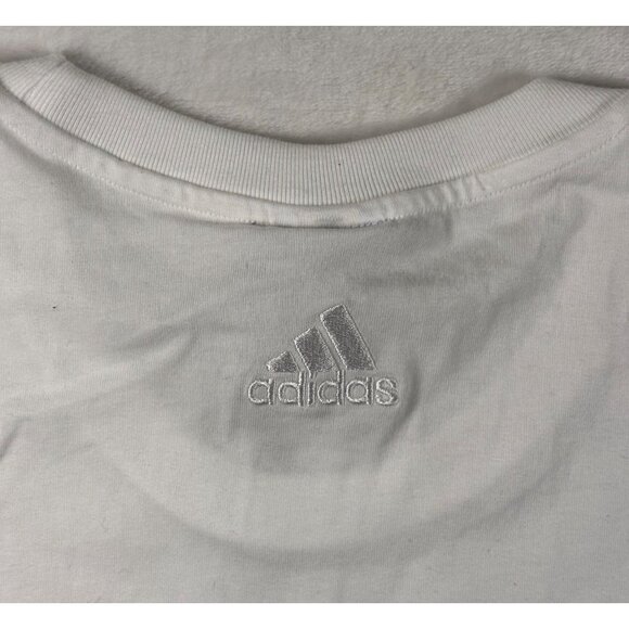 Adidas Mens White Logo Graphic T-Shirt 2XL Cotton Short Sleeve Crew Neck - Picture 5 of 7